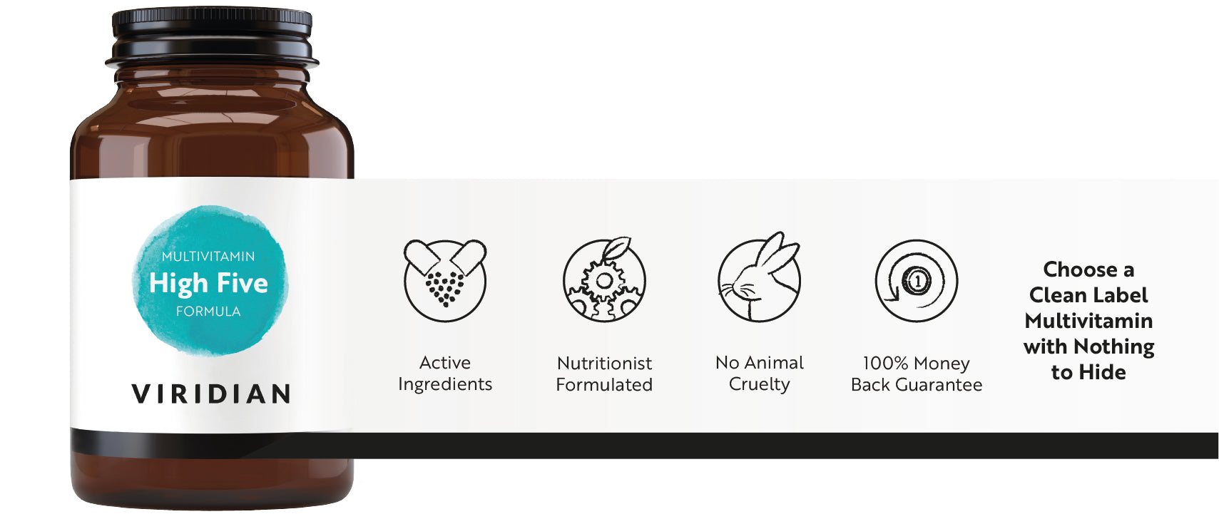 Supplement bottle with Viridian label on a white background